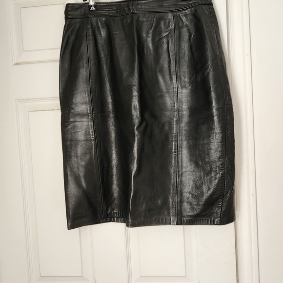 Vintage 80s high waist leather midi skirt - Picture 6 of 7
